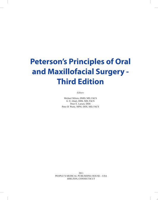 Peterson's Principles of Oral and Maxillofacial Surgery